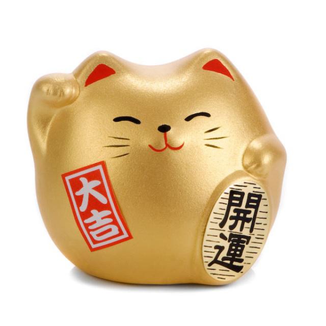 Japonsk koka pro tst Maneki Neko zlat 5,5 cm - vyrobeno v Japonsku