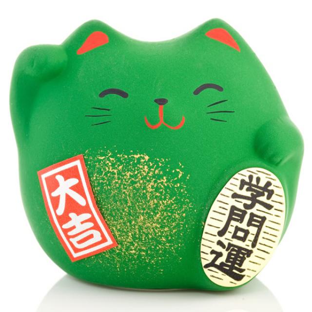 Japonsk koka pro tst Maneki Neko zelen 5,5 cm - vyrobeno v Japonsku