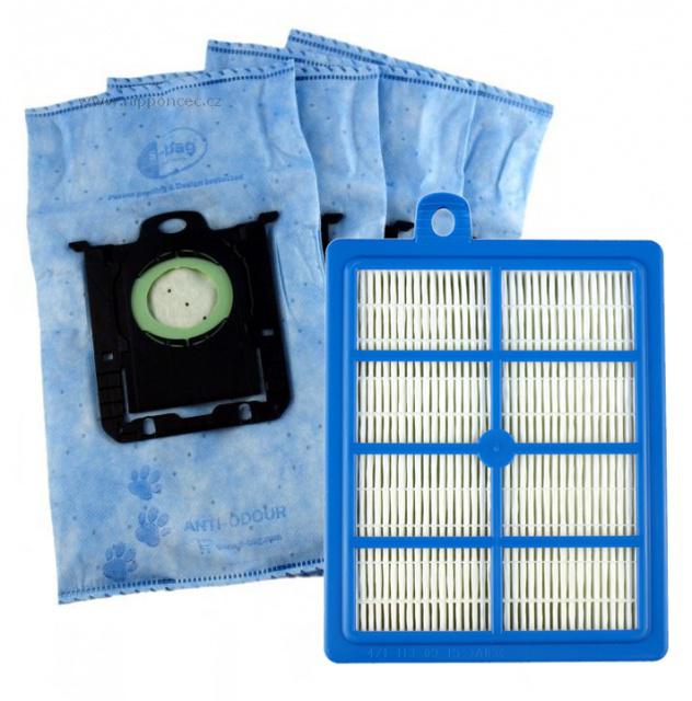 HEPA filtr a sáčky s-Bag E203 Anti-Odour pro PHILIPS FC 9050/01 až 9099 Jewel 1+4ks