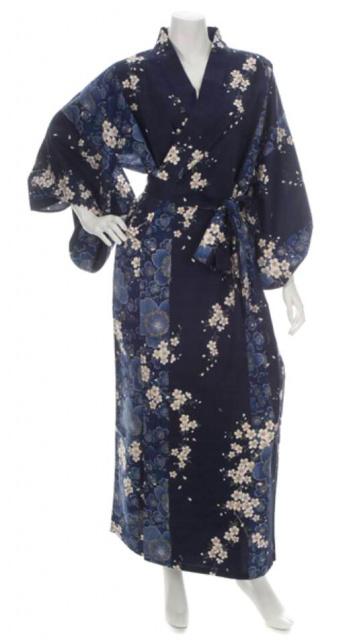 Japonské dámské kimono Yukata Sakura BLUE dlouhé